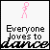 A pixelated pink stick figure dances above text reading 'Everyone loves to dance' with the word 'loves' highlighted in pink on one frame.