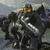 A pixelated image split into four quadrants showing a futuristic armored figure, Call of Duty text, and red 'CLAN AH' lettering on black.