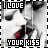 Animated contact sheet of a kissing couple with text overlays, displayed in black-and-white with red lips and pixelated borders.