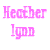 nine pink pixelated text icons displaying "Heather Lynn" with varying decorative elements like dots and hearts