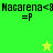 Green and yellow pixelated with text "Macarena<8 =P" repeated, featuring a star icon in the center of each quadrant