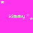 A static image with a bright pink background featuring repeated white text "kimmy" and scattered star shapes in varying sizes and opacities.