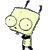 Animated contact sheet of a green cartoon character with large eyes and antennae performing various poses against a gray background.