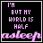 Animated sequence of a black background with pink text reading 'I'M AWAKE BUT MY WORLD IS HALF' and 'asleep', where the word 'asleep' changes across frames.