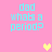 Pink background with cyan text reading "dad whats a period?" and two pixelated hearts in yellow and peach.