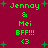 Static pixel art displays 'Jennay & Mei BFF!!! <3' text in green on a red background with scattered green stars.