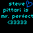 Pixelated cyan text on black background with blue heart symbol replacing 'e' in 'steve', two identical side-by-side layouts.