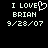Pixelated text displays 'I LOVE' with a heart symbol, 'BRIAN', and date '9/28/07' on black background; left side shows animated heart outline.