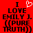 Red background with black text reading "I LOVE EMILY J. ((PURE TRUTH))" and a white pixelated heart symbol above the word LOVE.