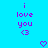 Pixelated text and heart symbols on a bright blue background with purple text and shapes.