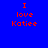 Four quadrants display red pixelated text 'I love Katie' on solid blue, teal gradient, green, and dark teal backgrounds.