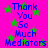 Blue text on a bright pink background with green stars, repeating 'Thank You So Much Mediators' in two