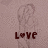 Pixelated image of a figure with light hair and a heart symbol replacing the 'O' in 'LOVE' text below.