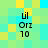 Pixelated of cyan and yellow squares with black text 'Lil Orz 10' in four positions, two of which shift horizontally between frames