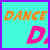 cyan squares with purple borders displays the word "DANCE" in orange and pink text, partially visible across multiple