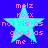 Cyan star with pink text on blue background; four identical arranged in a
