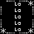 A black-and-white pixel art icon featuring repeated 'La' text and asterisk symbols arranged in a pattern with dotted lines