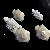 Pixelated beige and white shapes float against a black background, with one shape containing a white arrow symbol.