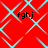 Red background with cyan diamond pattern and four instances of black text 'fghj' in pixelated font
