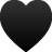 Solid black heart shape with subtle gradient shading, centered on light gray background, no visible text or additional elements.