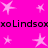 A static image with a bright pink background featuring scattered white stars and repeated black text reading "xoLindsoxxoLindsox" in two horizontal bands.
