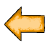 Pixelated orange arrow pointing left with dark brown outline on white background.