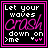 A 4x3 grid of animated frames showing a black background with pink neon text "Let your waves crash down on me" and small heart symbols, each frame displaying different text stroke styles.