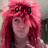 A four- shows a person with bright red hair and black text reading 'omg', 'my', 'hair' , each displaying the same static image