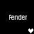 Four instances of the word 'Fender' in pixelated white text on a black background, each paired with a heart symbol that alternates between solid and hollow states.