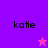 Pixelated text 'katie' appears on four colored quadrants with a star icon changing color between frames.