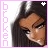 A 48x48 pixel animated contact sheet showing two frames of a cartoon-style character with long dark hair, pink border text, and a small plus symbol in the top-right corner.
