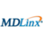 Pixelated logo with blue text 'MDLinx' and an orange curved line above the 'x' on a white background.