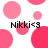 A static image with pink circles on a white background and repeated text "Nikki<3" in black font.