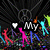 Animated icon with black background featuring dancing figures, heart symbol, and text elements that change from 'My Hip Hop' to musical notes.