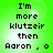 Green background with black pixelated text reading "I'm more klutzeir then Aaron , o" in four identical quadrants.