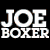 A contact sheet of 12 animated frames showing a colorful, pixelated 'JOE BOXER' logo animation with repeated text and striped color bars on black background.