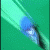 Animated sequence of a blue-haired character with white accents against green background, showing motion blur and partial visibility across frames.