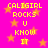 Pixelated yellow text on bright pink background with orange stars, repeating 'CALIGIRL ROCKS U KNOW IT' in two vertical