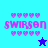 Pixel art icon with 'swirson' text, heart borders, and a star symbol on blue and purple backgrounds.