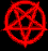 A 3x3 contact sheet of red pentagram-based symbols on black backgrounds, showing eight distinct frames from an animated icon sequence with varying symbol orientations and partial visibility.
