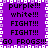 Purple background with white pixelated border displaying repeated text phrases in black pixelated font.