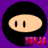 identical circular icons with black outlines, beige oval faces, and red text below each icon on a purple background