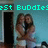 Two people embrace in a room with light blue walls and a dark doorway; text above reads 'est BuDDies: Me & AL...' and below 'I Love You!!!'