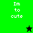 Green and black pixelated icon with "Im to cute" text, featuring a star that changes color between frames.