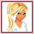 Pixelated cartoon-style buddy icon featuring a blonde female character with blue eyes and a white top, alongside pink text reading "Don't date me. cause im blonde" arranged in a 2x2 contact sheet layout.