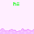Green 'hii' text appears in multiple positions above and below a pink pixelated border on a light purple background.