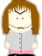 Pixelated cartoon character with brown hair, gray jacket, pink waistband, and black pants showing two facial expressions.