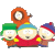 Pixelated cartoon image of four South Park characters in a group pose with one character holding an orange object above the others.