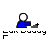 Pixelated blue figure with white head and gray hand gestures, text below changes from 'fun energy' to 'Edit Buddy' across frames.