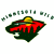A split-screen pixel art image with a hockey team logo on the left and green text on the right.